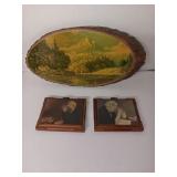 vintage live edge wood slab wall plaque and
