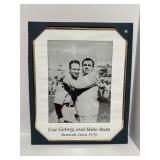 Framed matted photograph titled, Lou Gehrig and