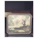 Vintage Windmilll and Sailboat picture 22x 18 1/2