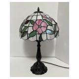 Tiffany style, vintage, stained glass table lamp.