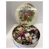 Vintage Tin with Spools of Thread