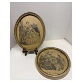 Vintage La Mode Illustree' Oval Pictures 10 1/2 x