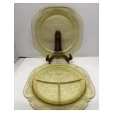 Depression Yellow and Amber divided plates