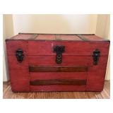 Antique painted wood chest. No tray.  Colonial