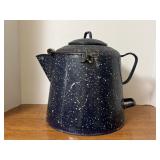 Vintage, blue enamel coffee pot