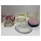 Hearts Candlestixk Double Holder Glass and