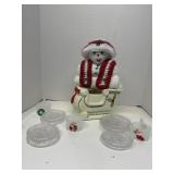 Christmas Sleigh Hanade Snowman with Coasters