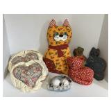 Vintage hand sown pillows & wood cut outs