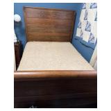 Antique High Oak Headboard Footboard Rolled