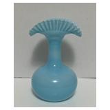 Blue Fenton art glass vase, small flaw