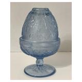 Vintage, Indiana glass fairy blue lamp