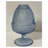 Vintage Indiana glass, Tiara fairy lamp, in blue