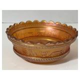 Vintage Marigold, iridescent carnival glass bowl