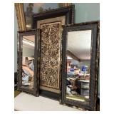 ornate wall set features a central embossed brass