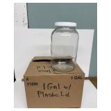 4 gallon size glass jars plastic lids new