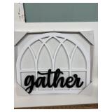 Farmhouse style window frame sign features a