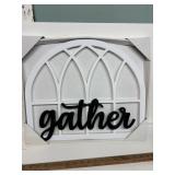 Wooden Gather Arch Wall Sign White/Black