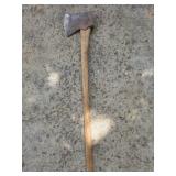 Axe with wooden handle