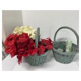 Matching wooden baskets, contains silk flowers &