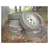 Multiple tires with rims