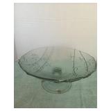 Bamboo Styled Glass Salad Compote Bowl Pedestal
