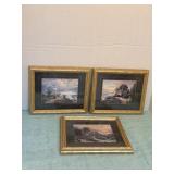 Thomas Kincaide 9 1/4 x 7 1/2 Three framed