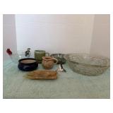 Vintage glass Bowls Pottery Soap Stone Soap Dish