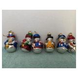 Six Thomas Pacconi Glass Oraments Snowmen from