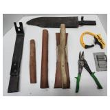 Work Shop tools including vintage pry bar with a