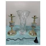 Waterford Vase with Candle Stick Pr Holders