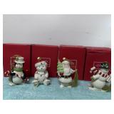 Lenox Christmas Ornaments 4 Santa Snowman Teddy