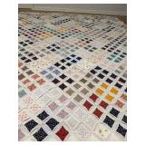 Cathedral Window Pattern Hand Stitched Quilt