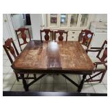 44x53' dining table with leaf and 6 dinning room