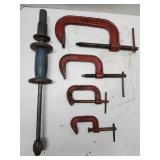 Different sized C Clamps and vintage auto body