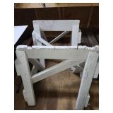 Two handmade wooden saw horses