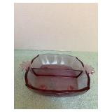 Tiera Footed Divided Dusty Rose Dish