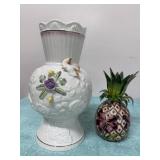 Belleek Vase Ireland and Cloisonnï¿½ Pineapple