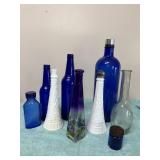 Cobalt Blue Milk Glass Vases Bottles