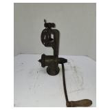 vintage cast iron hand-crank meat grinder