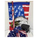 Eagle flag, umbrella, cooler, flag bow & American