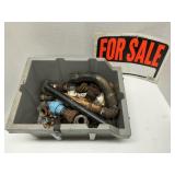 Box of used plumbing components and medium sized