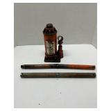 Vintage orange hydraulic floor jack