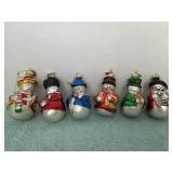 Six Thomas Pacconi Glass Oraments Snowmen from