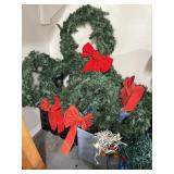 Six Christmas wreaths & lights