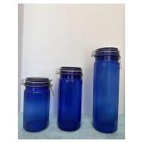 Tall Cobalt Blue 3 Canisters