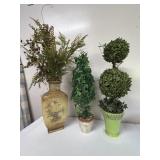 Three decorative faux plants