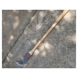 Brush axe with wooden handle