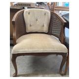 Mid Century Barrel Upholstery Wicker Chair