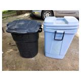 Light blue Tucker and small black Rubbermaid