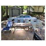 Large Outdoor patio glass table with 9 lounge